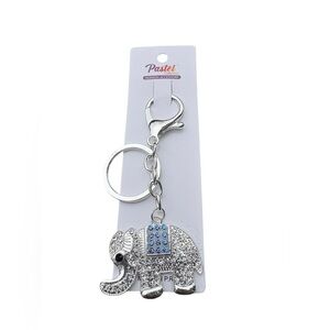 3/$25 Pastel Sparkle.Collection Jeweled Silver Blue Elephant Keychain Bag Charm
